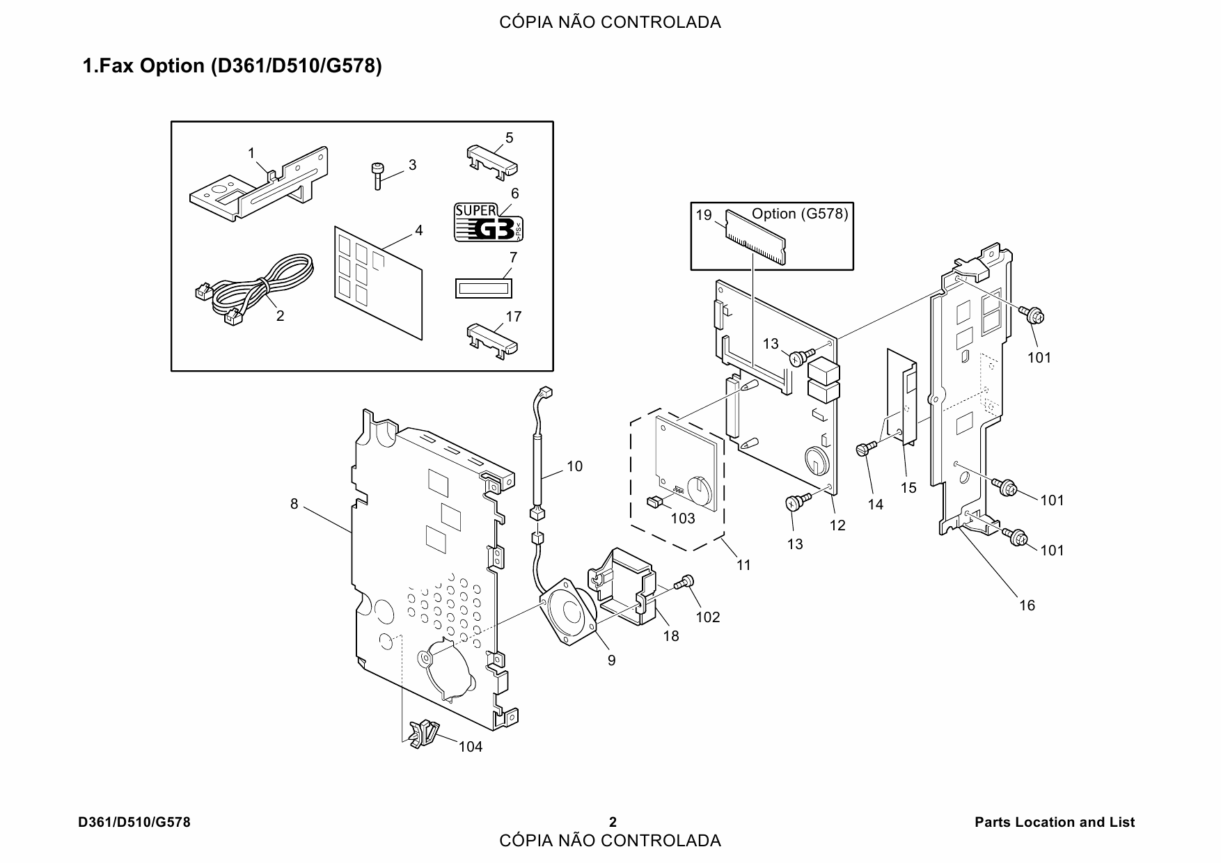 RICOH Options D361 D510 G578 FAX-OPTION-TYPE-3350-3351 Parts Catalog PDF download-2